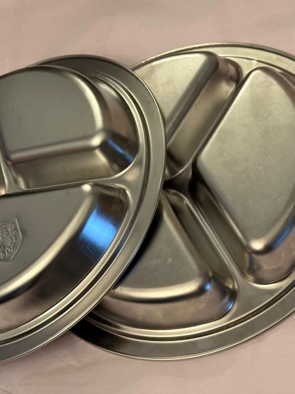 Set of 2 Stainless Steel Divided Dinner Plates